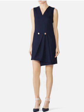 OSMAN PERFECT FIVE LUXURY BLACK SLEEVELESS TAILORED DRESS V NECK ARCHITECTURAL